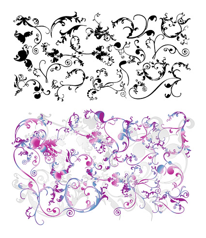 矢量花卉花边花纹 实用时尚花纹元素矢量素材