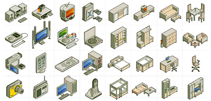 矢量图标 2d家具与电器矢量素材