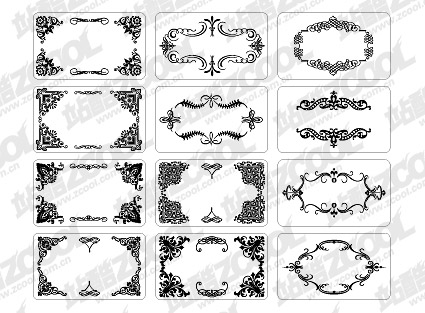 矢量花卉花边花纹 12款精美卡用花边元素量素材