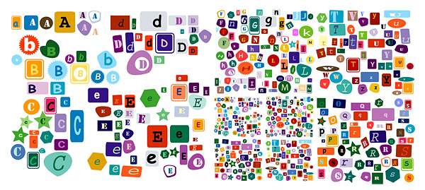 矢量卡通素材 可爱形状装饰26个英文字母矢量素材