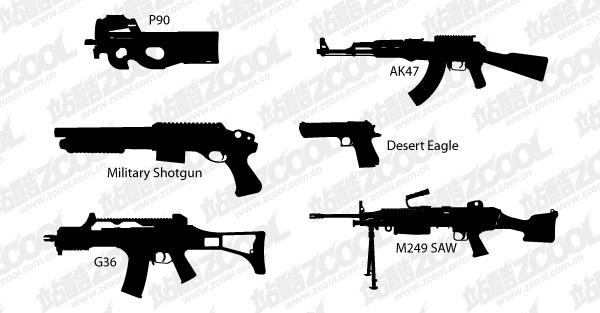 其他矢量素材 枪支剪影矢量素材