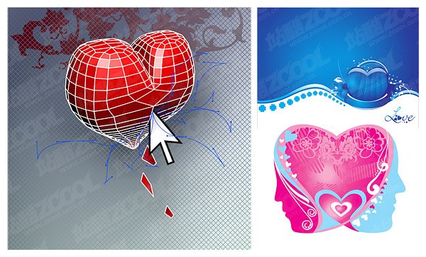 矢量喜庆节日 3款极酷心形矢量素材