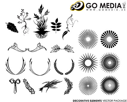 矢量花卉花边花纹 Go Media出品矢量素材-欧式花边花纹与圆形