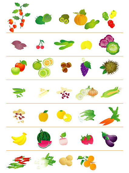 矢量图标 水果和蔬菜图标矢量素材