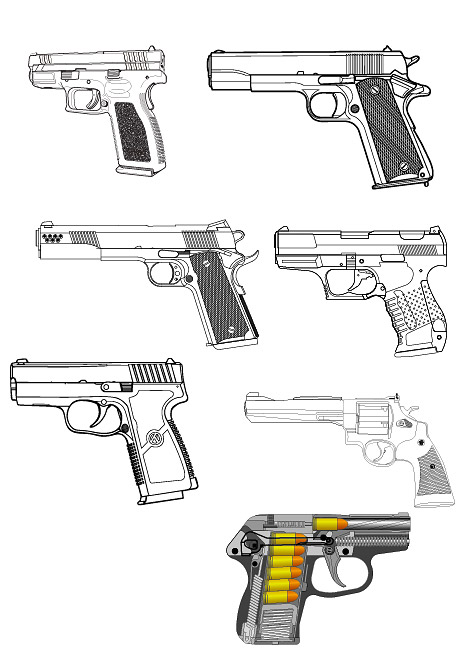 其他矢量素材 军事相关-手枪矢量素材