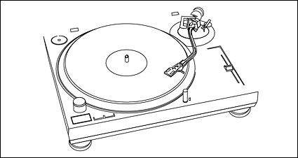 其他矢量素材 音乐停不了-胶碟播放机线描矢量素材