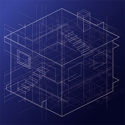 其他矢量素材 房子线条透视图矢量素材